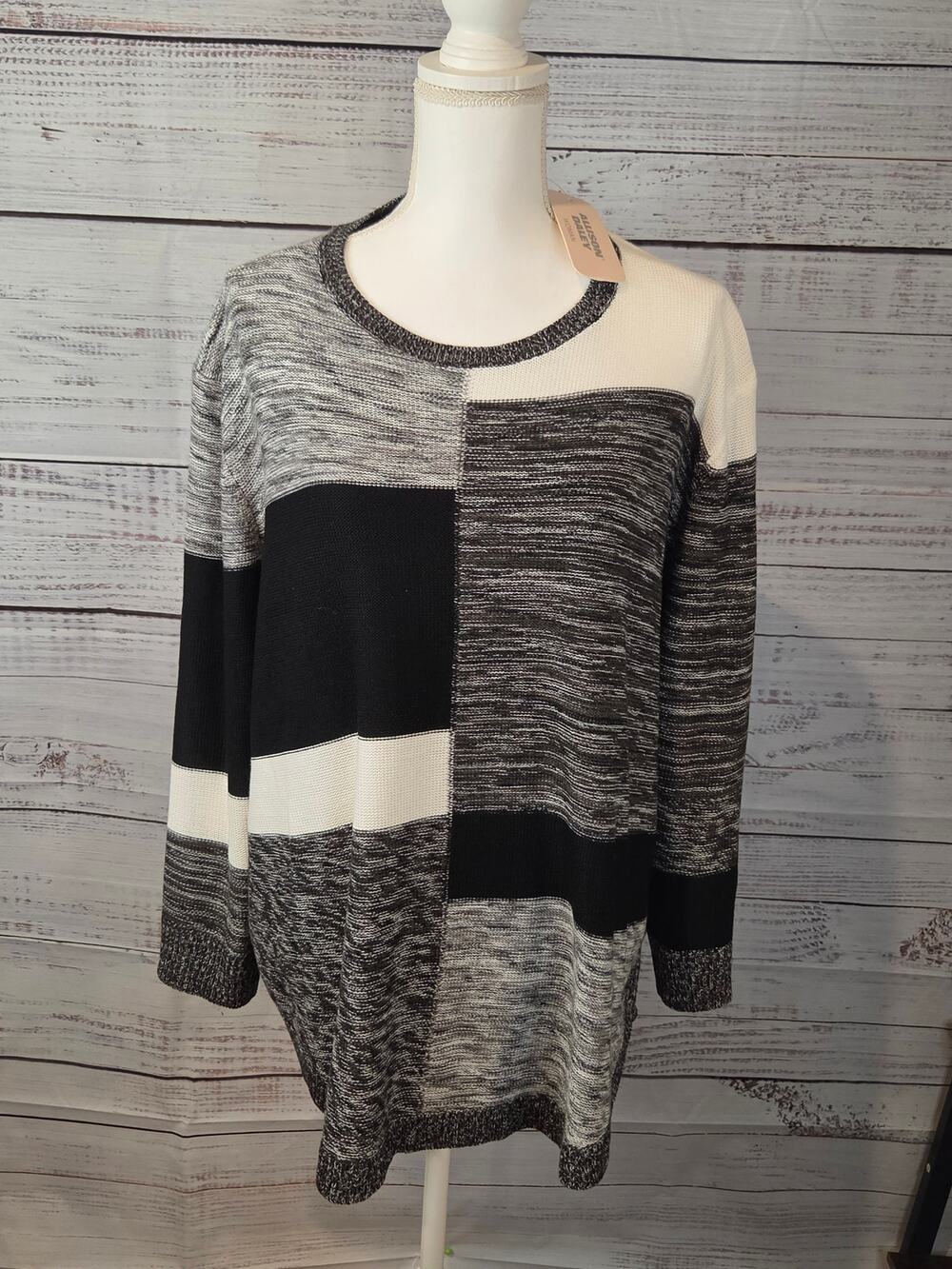 Allison Daley Plus Size 2X Textured Ribbed Color Block Sweater Cozy - Picture 1 of 2